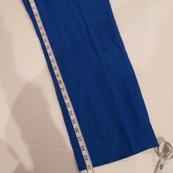 Talbots Southampton Straight Leg Cobalt Blue Linen Pants Size 14 NWT - Picture 5 of 9
